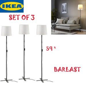 Set OF (3) Ikea BARLAST Floor Lamp, Modern Décor Black/White 59" - BRAND NEW